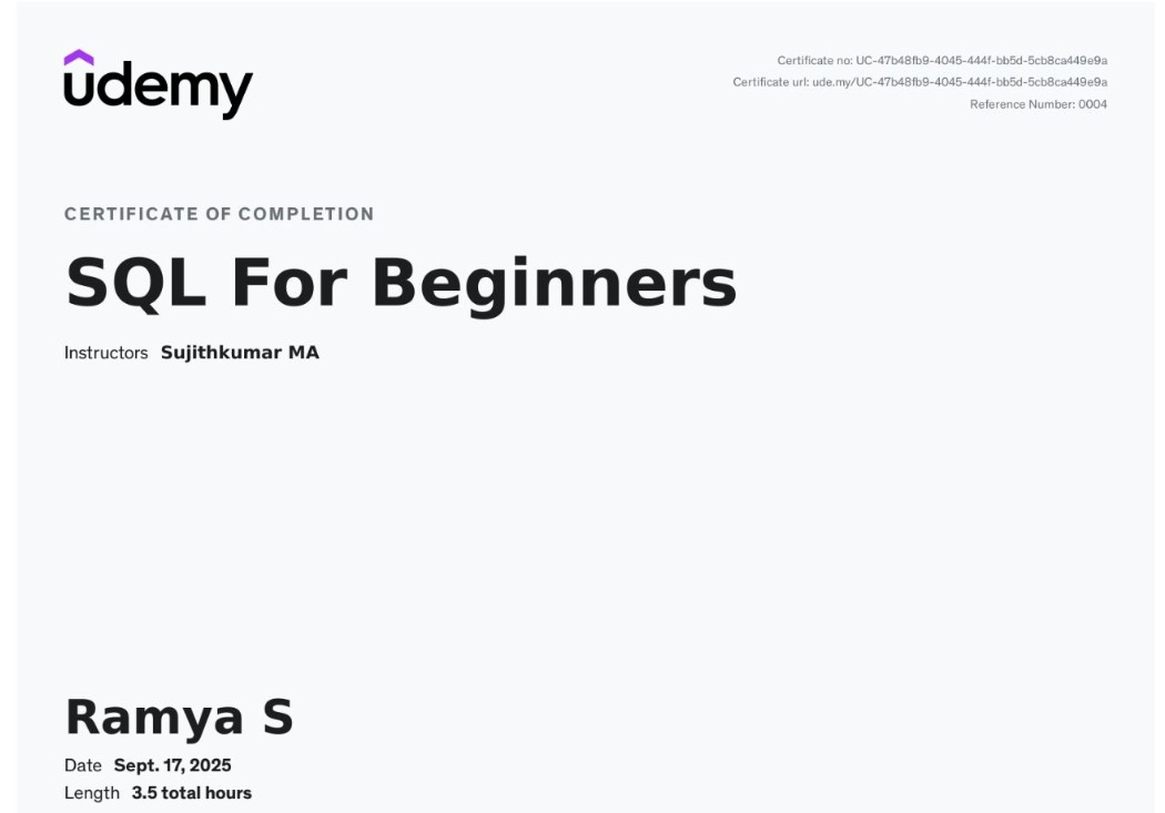 SQL for Beginners — Udemy